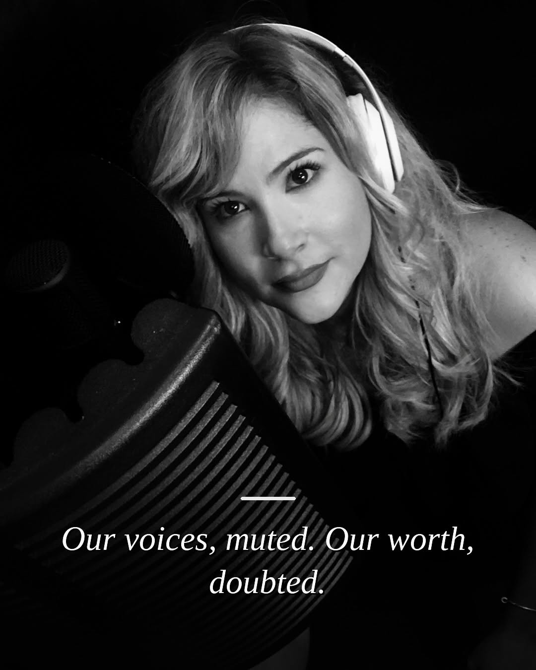 Karen recording a voiceover